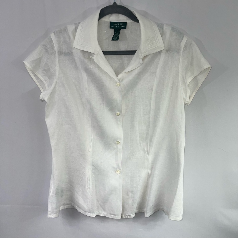 Lauren Ralph Lauren 100% linen cap sleeve top size 10